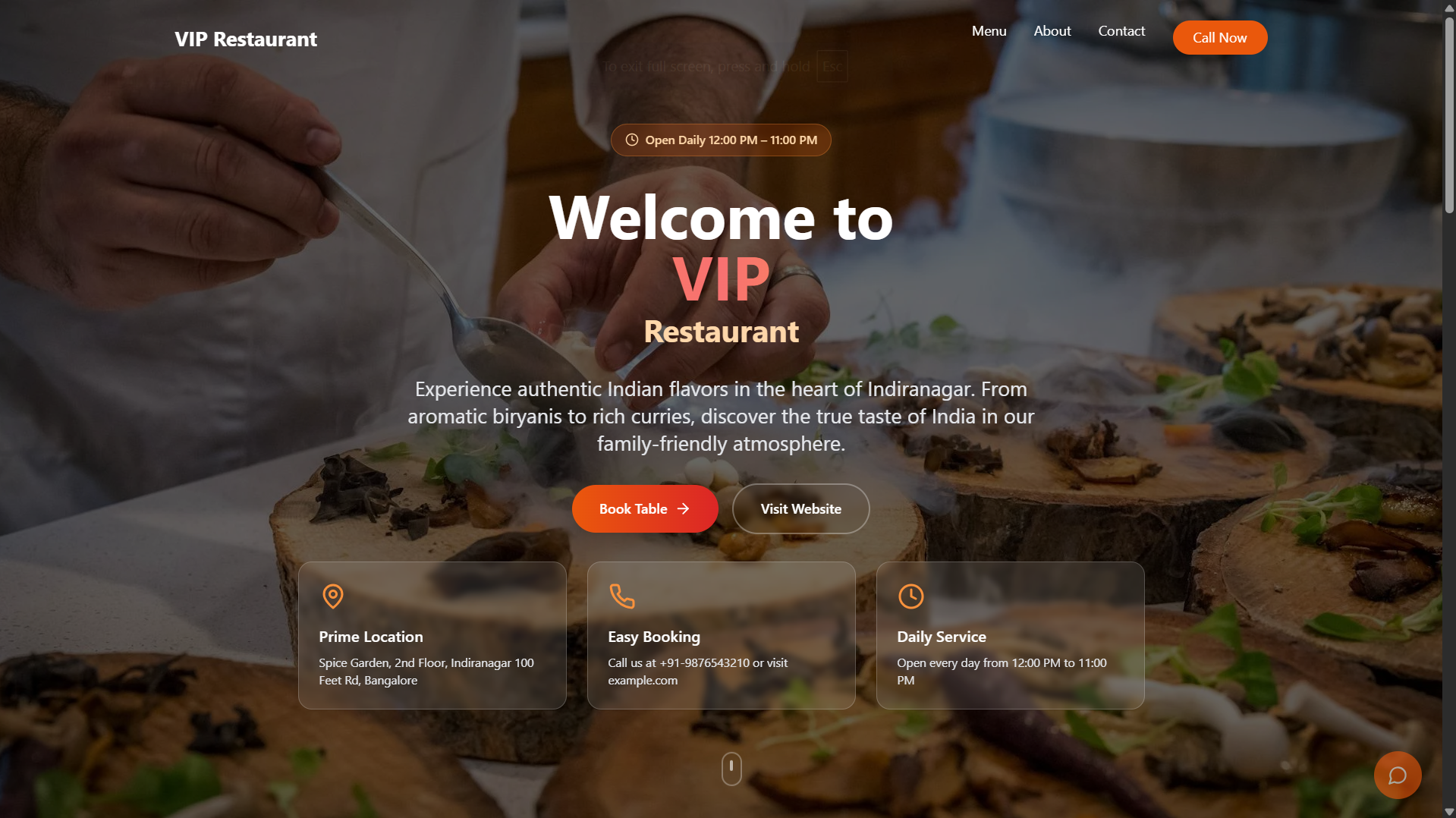 Restaurant Landing Page